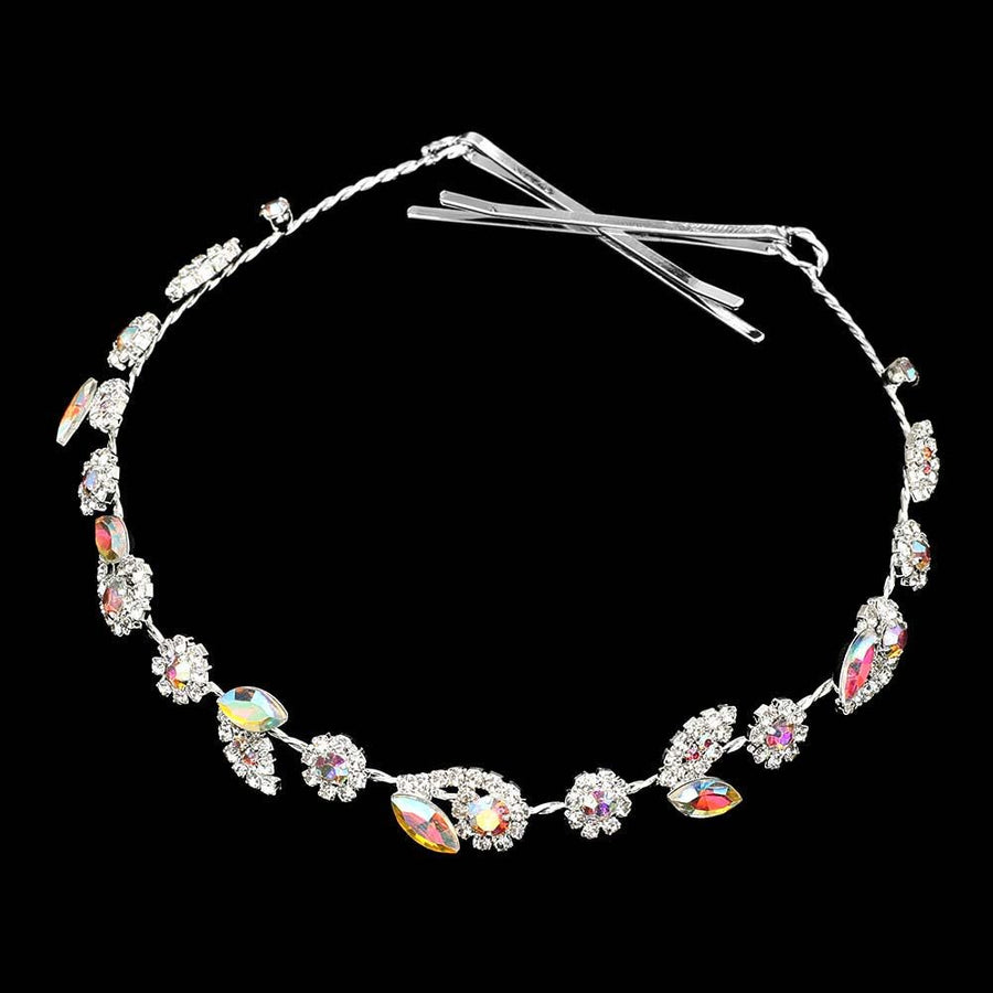 Floral Marquise Stone Cluster Vine Bun Wrap Headpiece | Bridal Crystal Hair Wreaths| Wedding Accessory