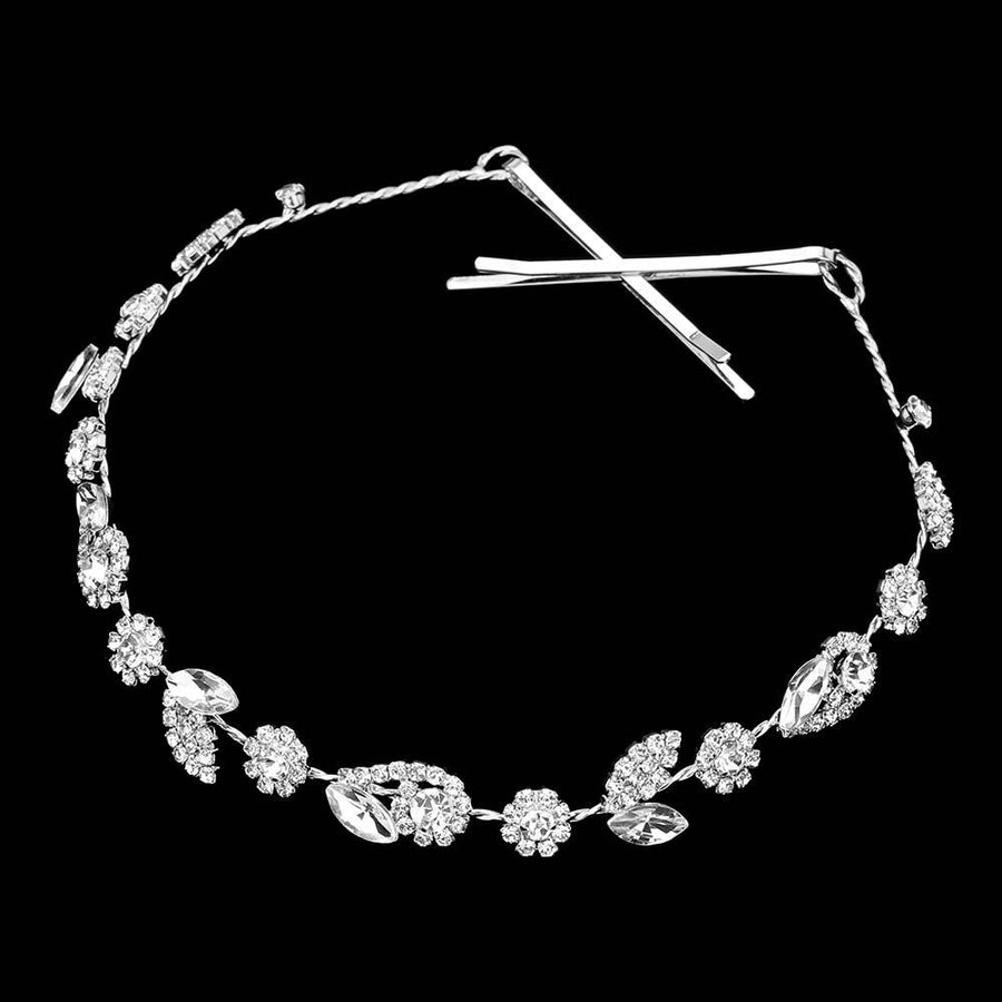 Floral Marquise Stone Cluster Vine Bun Wrap Headpiece | Bridal Crystal Hair Wreaths| Wedding Accessory