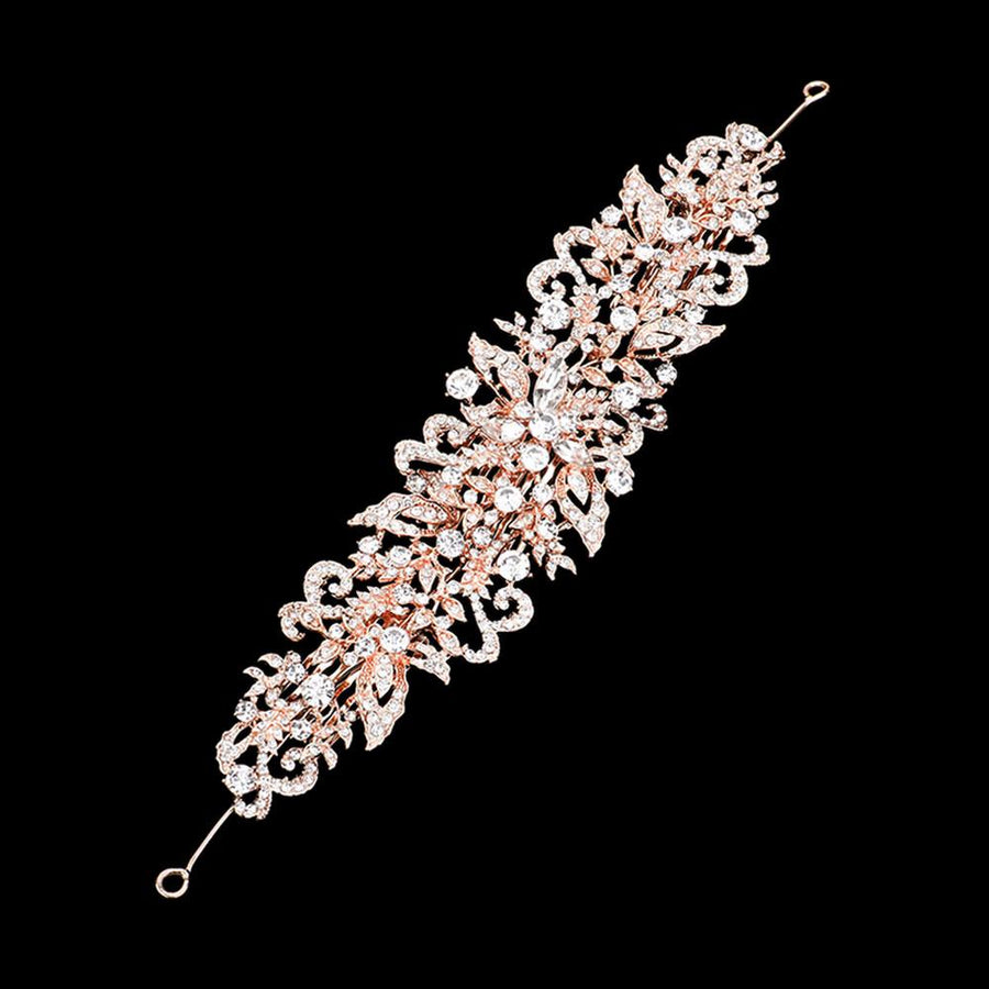 Stone Embellished Flower Cluster Bun Wrap Headpiece | Bridal Hair Vine | Wedding Hair Wreaths Accessory