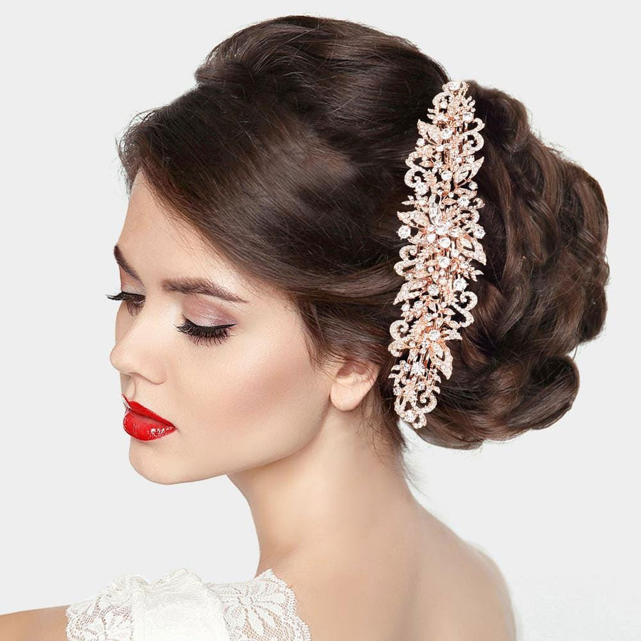 Stone Embellished Flower Cluster Bun Wrap Headpiece | Bridal Hair Vine | Wedding Hair Wreaths Accessory