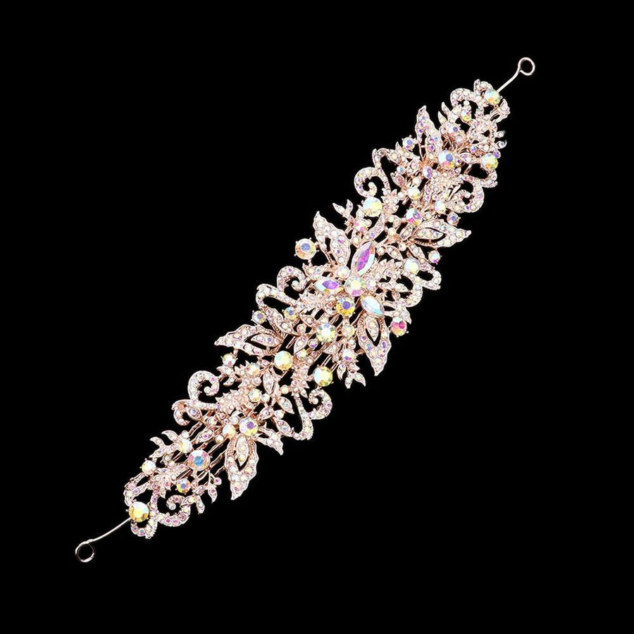 Stone Embellished Flower Cluster Bun Wrap Headpiece | Bridal Hair Vine | Wedding Hair Wreaths Accessory