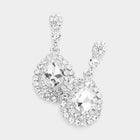 Crystal Teardrop Dangle Earrings | Glass Stone Bridal Statement Jewelry