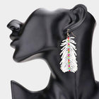 Seed Beaded Feather Dangle Earrings | Colorful Boho Statement Jewelry