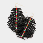Seed Beaded Feather Dangle Earrings | Colorful Boho Statement Jewelry