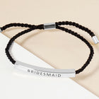 BRIDE BRIDESMAID Message Bar Pointed Rope Adjustable Cinch Pull Tie Bracelet | Bridal Shower Gift