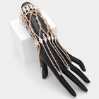 Marquise Cluster Embellished Rhinestone Paved Hand Chain Bracelet | Glam Bridal Hand Jewelry | Wedding ChainRing