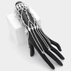 Marquise Cluster Embellished Rhinestone Paved Hand Chain Bracelet | Glam Bridal Hand Jewelry | Wedding ChainRing