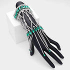 Marquise Cluster Embellished Rhinestone Paved Hand Chain Bracelet | Glam Bridal Hand Jewelry | Wedding ChainRing