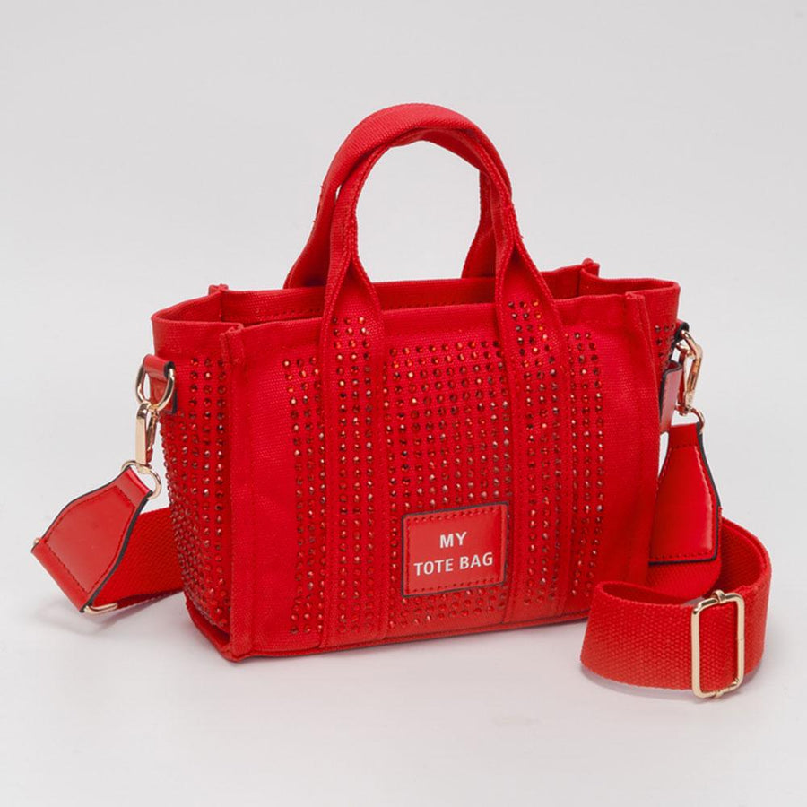 Rhinestone Studded Mini Tote Bag | Sparkly Glam Crossbody Purse for Women
