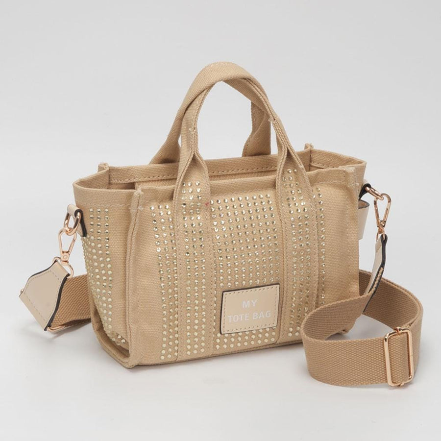 Rhinestone Studded Mini Tote Bag | Sparkly Glam Crossbody Purse for Women