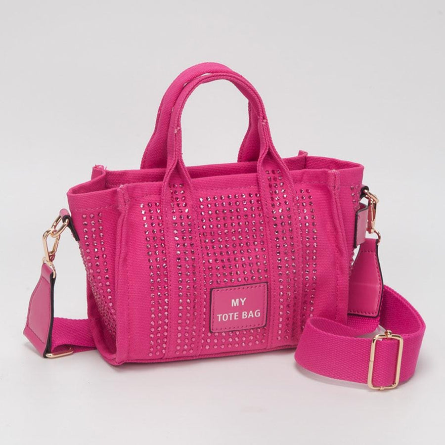 Rhinestone Studded Mini Tote Bag | Sparkly Glam Crossbody Purse for Women
