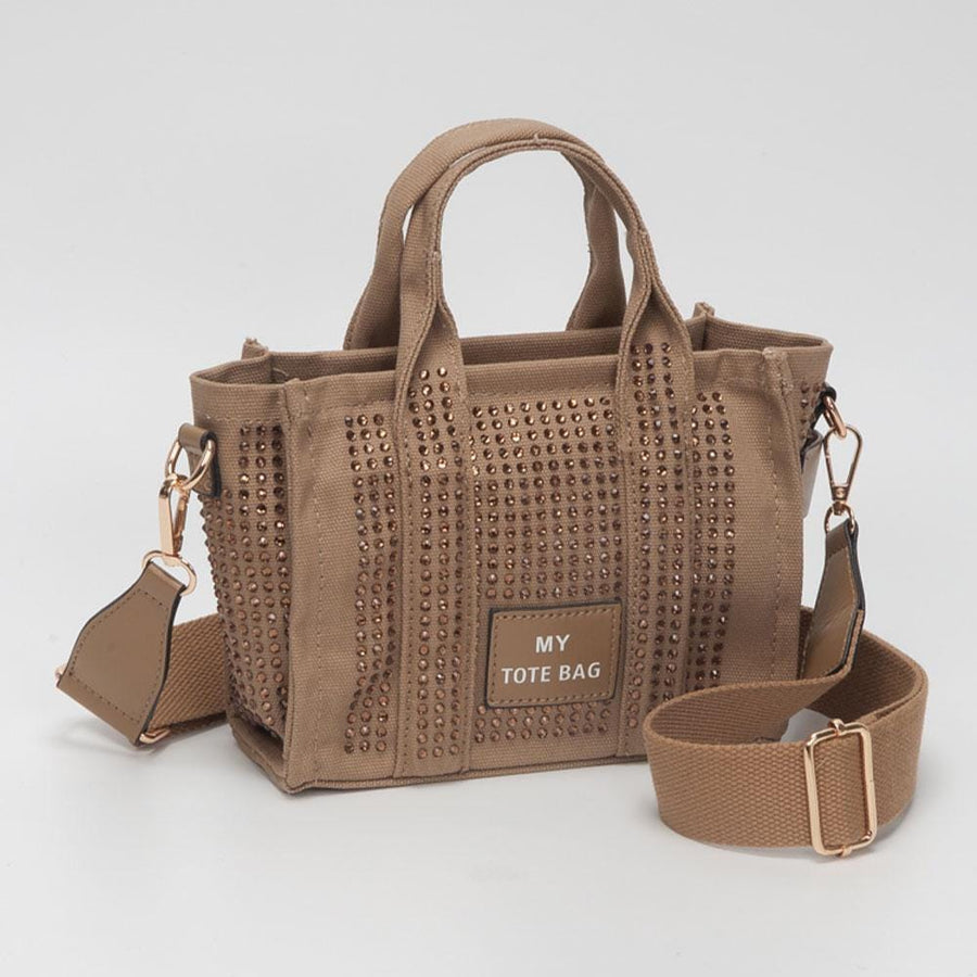 Rhinestone Studded Mini Tote Bag | Sparkly Glam Crossbody Purse for Women