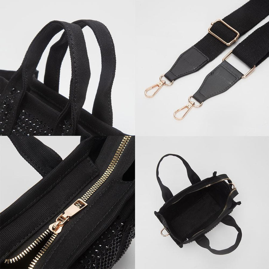 Rhinestone Studded Mini Tote Bag | Sparkly Glam Crossbody Purse for Women