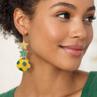 Glitter Double Star Soccer Ball Earrings | Game Day Drop Earring | Team Spirit Statement Earrings