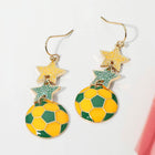 Glitter Double Star Soccer Ball Earrings | Game Day Drop Earring | Team Spirit Statement Earrings