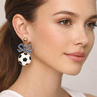 Bow Soccer Ball Drop Earrings | Sports Fan Dangle Jewelry | Game Day Statement Accessory