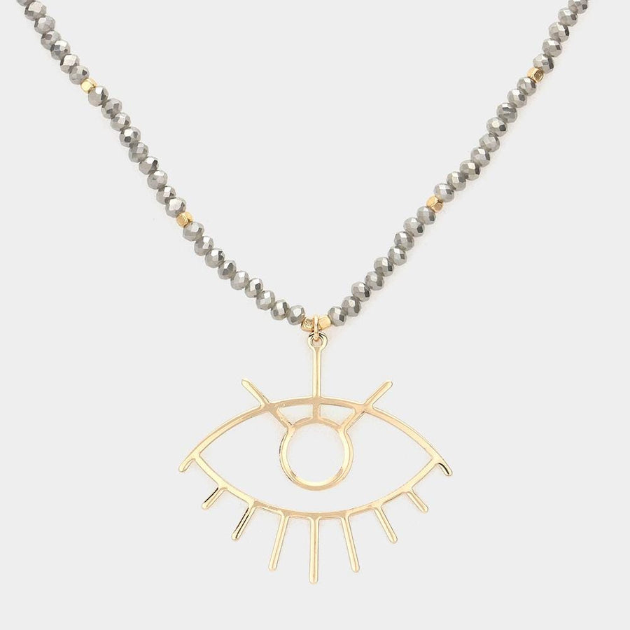 Evil Eye Pendant Beaded Necklace | Boho Protection Jewelry for Women | Spiritual Lucky Charm Necklace