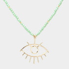 Evil Eye Pendant Beaded Necklace | Boho Protection Jewelry for Women | Spiritual Lucky Charm Necklace