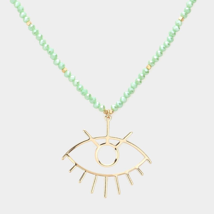 Evil Eye Pendant Beaded Necklace | Boho Protection Jewelry for Women | Spiritual Lucky Charm Necklace