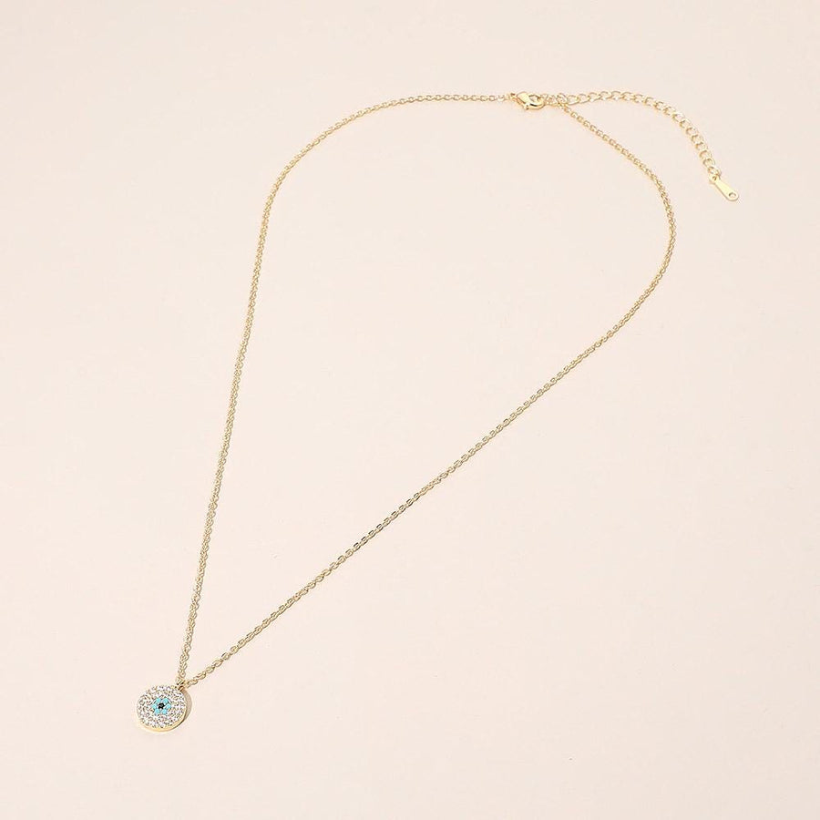CZ Pave Evil Eye Pendant Necklace | Dainty Protection Charm Jewelry | Trendy Boho Layering Necklace