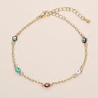 Evil Eye Bead Station Bracelet | Dainty Protection Charm Jewelry | Trendy Boho Stackable Bracelet