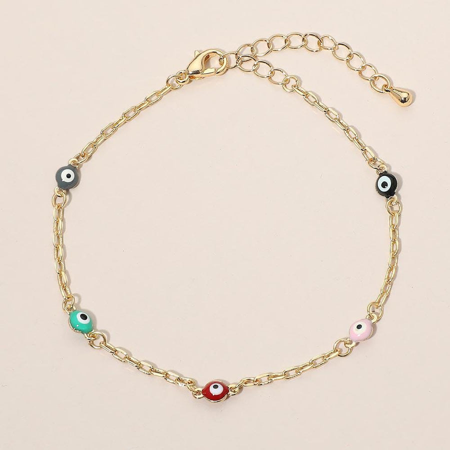 Evil Eye Bead Station Bracelet | Dainty Protection Charm Jewelry | Trendy Boho Stackable Bracelet