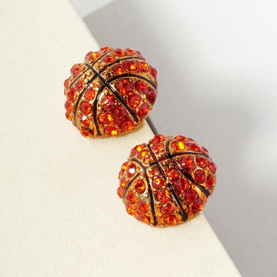 Crystal Rhinestone Paved Stud Earrings | Sparkly Stud Jewelry | Sports themed Earring