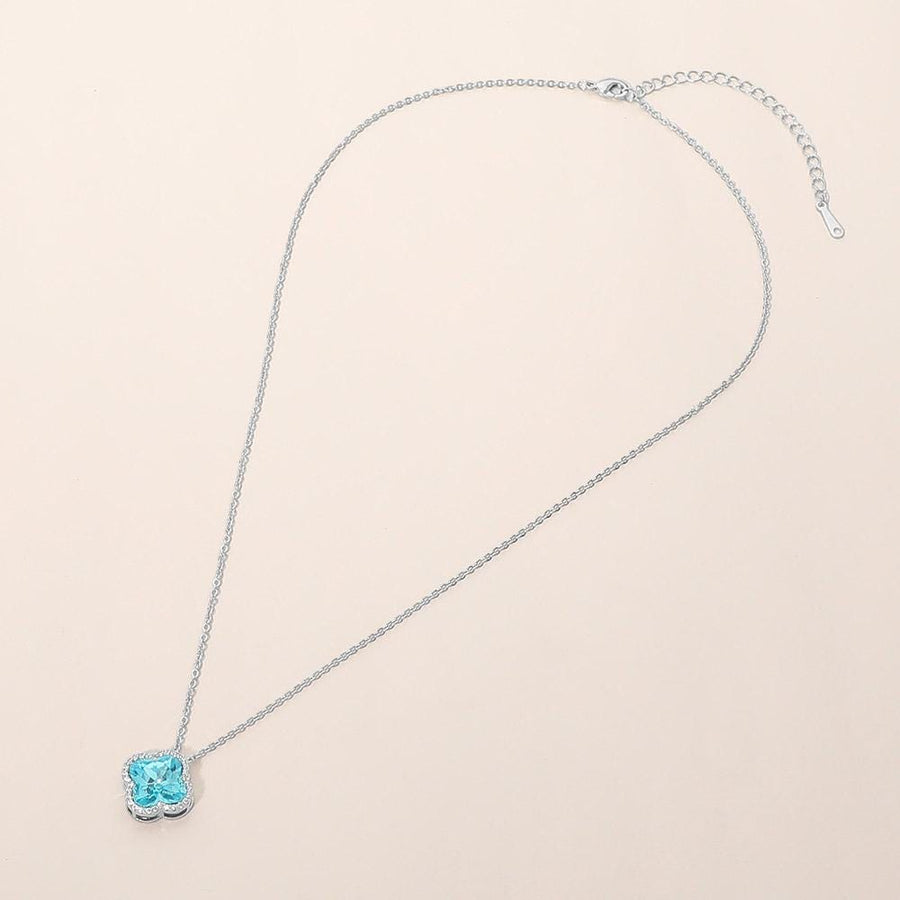 CZ Quatrefoil Pendant Necklace | Dainty Crystal Statement Jewelry for Women | Elegant Minimalist Everyday Necklace