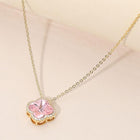 CZ Quatrefoil Pendant Necklace | Dainty Crystal Statement Jewelry for Women | Elegant Minimalist Everyday Necklace
