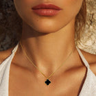 Dainty Gold Dipped Quatrefoil Pendant Necklace | Lucky Clover Charm Jewelry | Minimal Layering Necklace