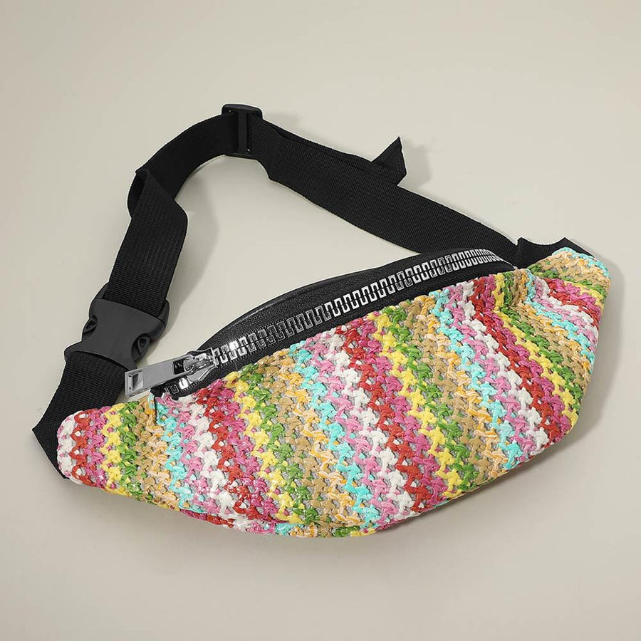 Boho Woven Embroidered Crossbody Belt Sling Bag | Bohemian Waist Bag | Travel Fannybag