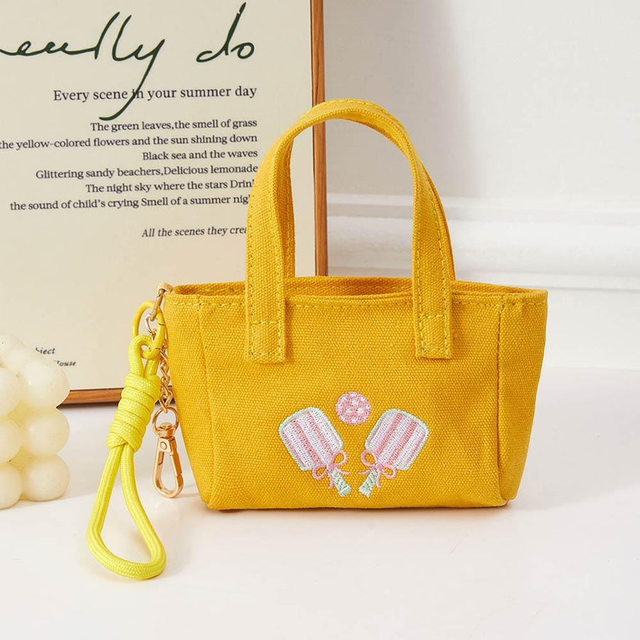 Mini Canvas Tote Bag Keychain Bag Charm | Purse Accessory | Trendy Handbag Keyring