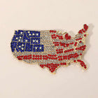 Rhinestone Pave American USA Flag Map Pin Brooch | Patriotic Sparkly Lapel Pin Accessory