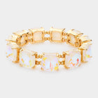Cushion Cut Crystal Stretch Bracelet | Handmade Glass Bead Jewelry | Beaded Stacking Bracelet