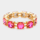 Cushion Cut Crystal Stretch Bracelet | Handmade Glass Bead Jewelry | Beaded Stacking Bracelet