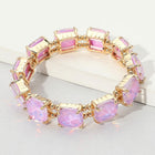 Cushion Cut Crystal Stretch Bracelet | Handmade Glass Bead Jewelry | Beaded Stacking Bracelet