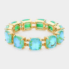 Crystal Cushion Cut Stretch Bracelet | Handmade Glass Bead Jewelry | Beaded Stacking Bracelet