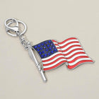 Rhinestone Accent American USA Flag Keychain Bag Charm | Patriotic Purse Accessory | Sparkly Keyring