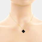 Gold Dipped Mother of Pearl Quatrefoil Pendant Necklace | Dainty Layered Jewelry | Minimalist Clover Necklace