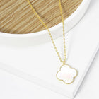 Gold Dipped Mother of Pearl Quatrefoil Pendant Necklace | Dainty Layered Jewelry | Minimalist Clover Necklace