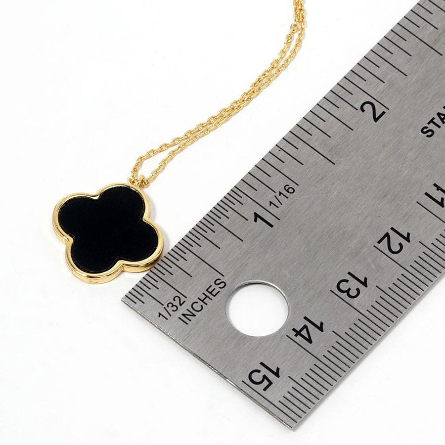 Gold Dipped Mother of Pearl Quatrefoil Pendant Necklace - Dainty Shell Jewelry - Statement Layering Piece