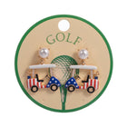 Golf Cart Drop Earrings | Patriotic USA Flag Design, Sports Lover Jewelry