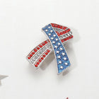Sparkly USA Flag Bow Brooch | Patriotic Rhinestone Lapel Pin, Red White Blue Accessory