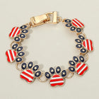 American USA Flag Paw Charm Link Magnetic Bracelet - Dog Mom Gift - Pet Lover Jewelry