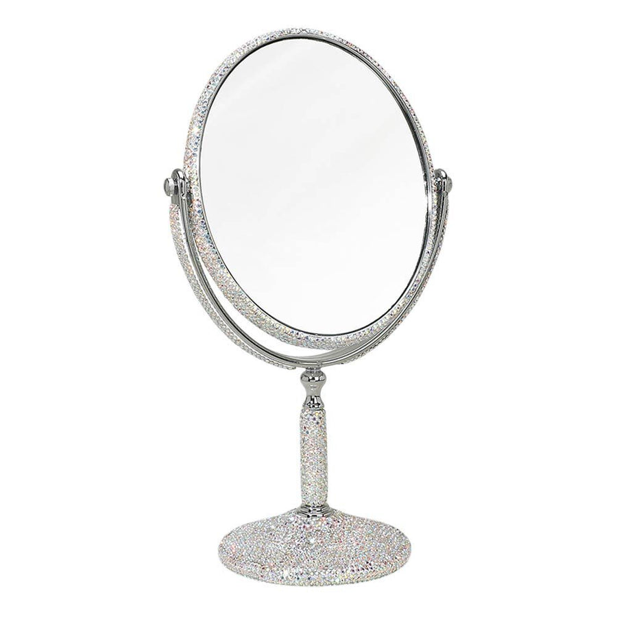 Bling Studded Double Sided Rotating Stand Vanity Mirror | Bridal Makeup Mirror | Elegant Tabletop Decor