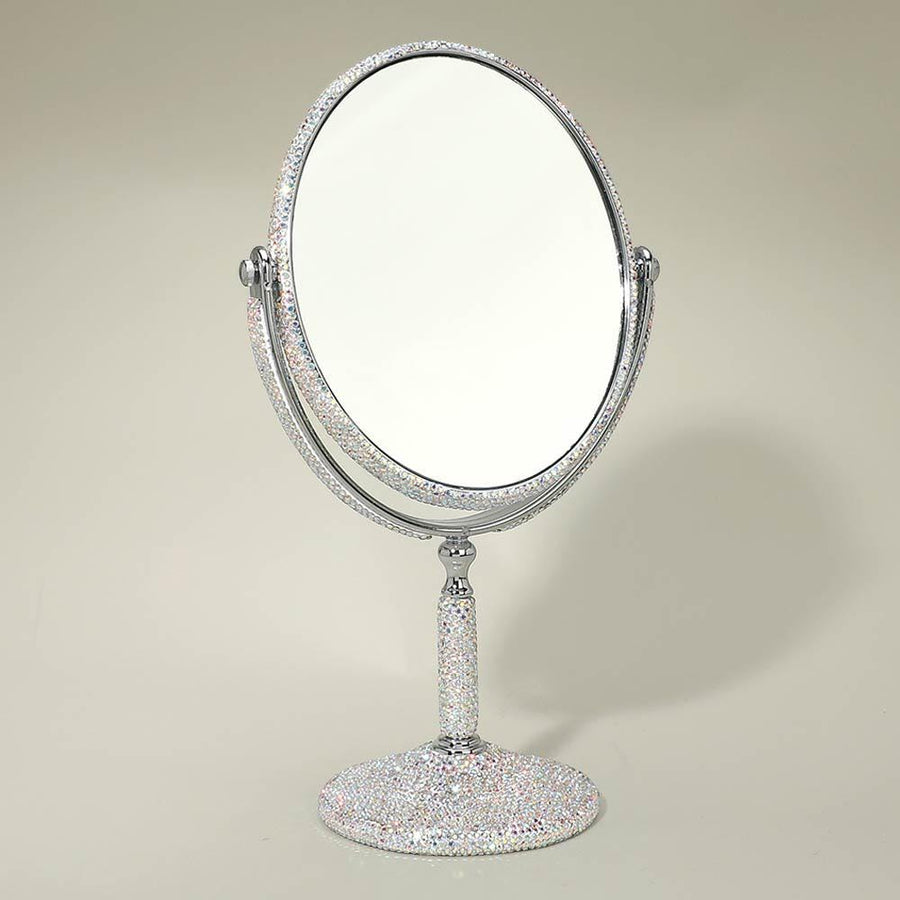 Bling Studded Double Sided Rotating Stand Vanity Mirror | Bridal Makeup Mirror | Elegant Tabletop Decor