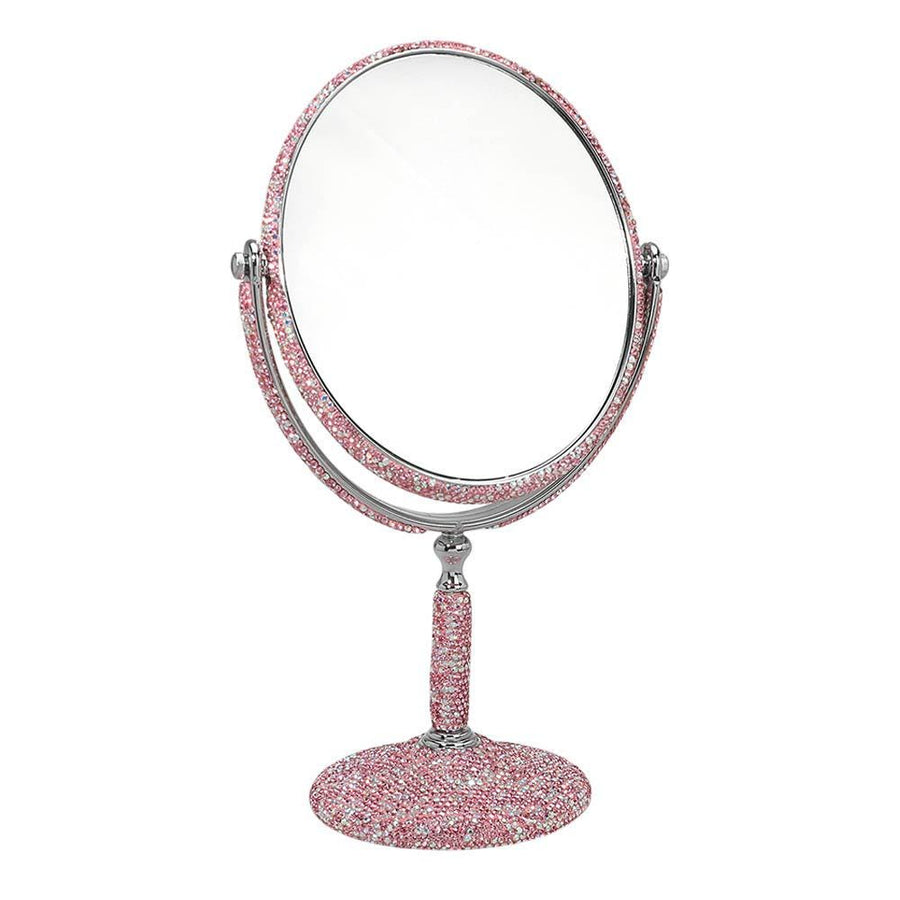 Bling Studded Double Sided Rotating Stand Vanity Mirror | Bridal Makeup Mirror | Elegant Tabletop Decor