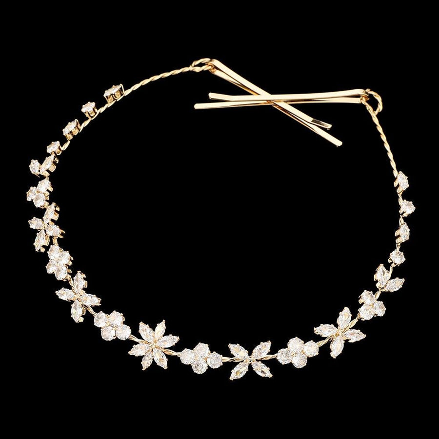 Floral Teardrop Crystal Vine Wrap Headpiece Hair Wreath | Boho Bridal Wedding Hair Accessory