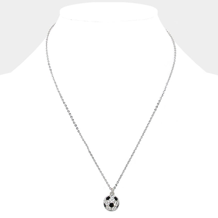 Crystal Soccer Pendant Necklace and Earrings | Sparkly Soccer Jewelry for Women & Girls