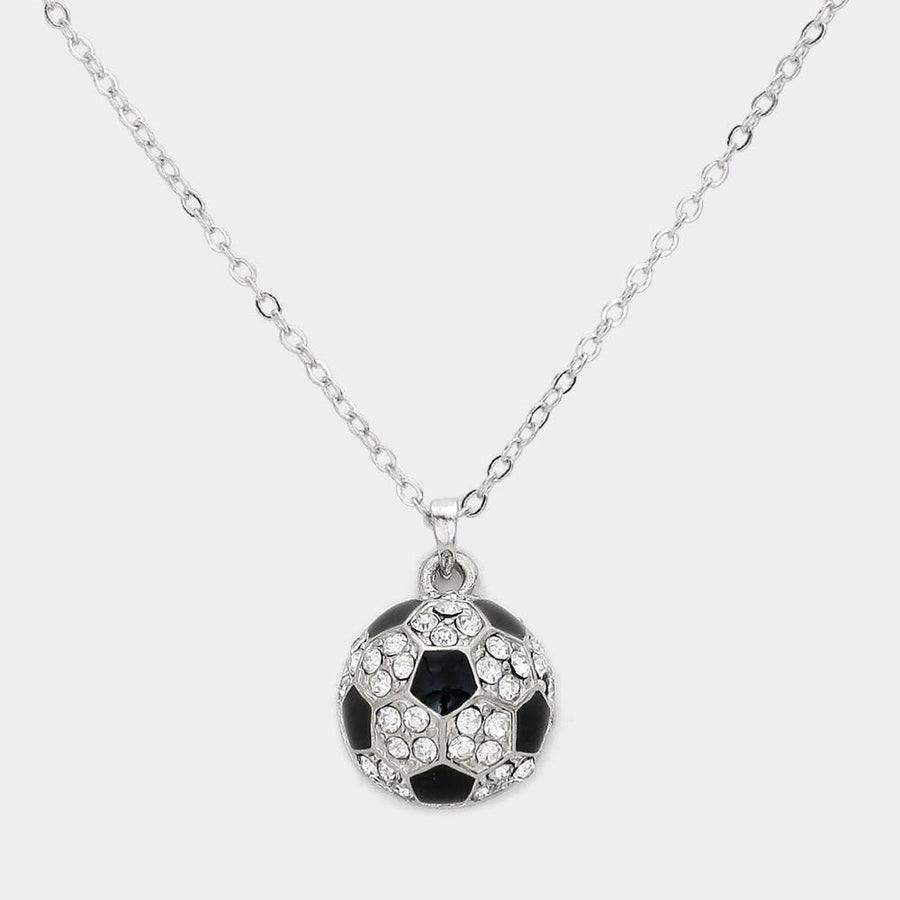 Crystal Soccer Pendant Necklace and Earrings | Sparkly Soccer Jewelry for Women & Girls